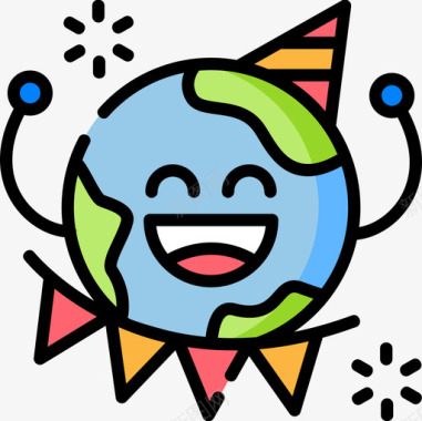 地球日地球母亲日4线性颜色图标图标