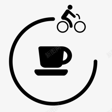 自行车咖啡自行车旅行图标图标