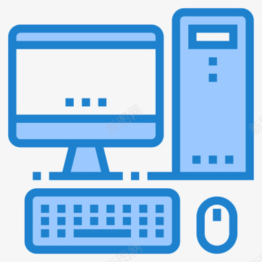 台式计算机计算机和网络2蓝色图标图标