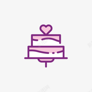 结婚蛋糕婚礼175线性颜色图标图标