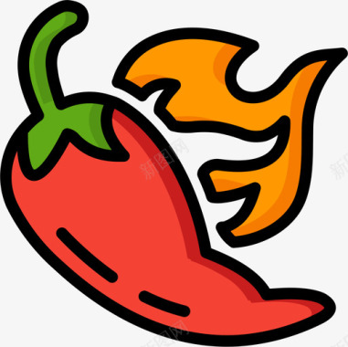 墨西哥辣椒19线形颜色图标图标