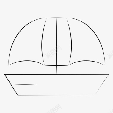 船帆船手拉的夏天图标图标