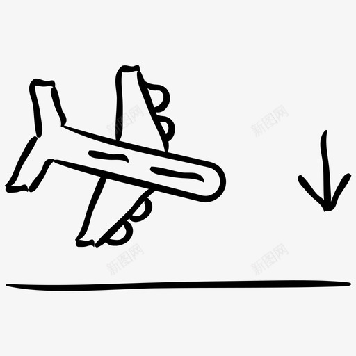 着陆飞机机场图标svg_新图网 https://ixintu.com 到达 图标 手绘 机场 着陆 飞机
