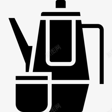 茶壶厨房和炊具2个实心图标图标