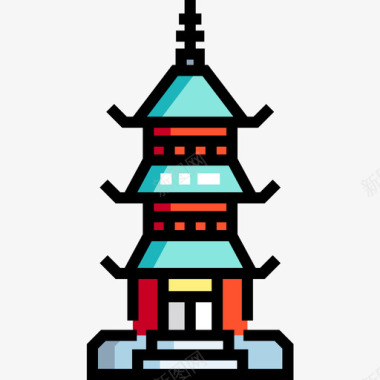 宝塔日本32线状颜色图标图标