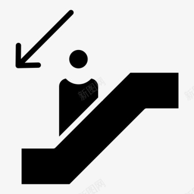 机场90自动扶梯实心图标图标