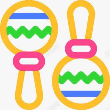 马拉卡斯巴西狂欢节9线性颜色图标图标