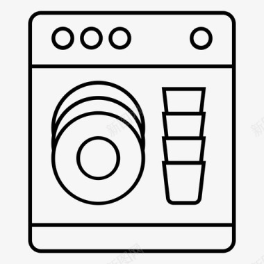 洗碗机清洁烹饪图标图标