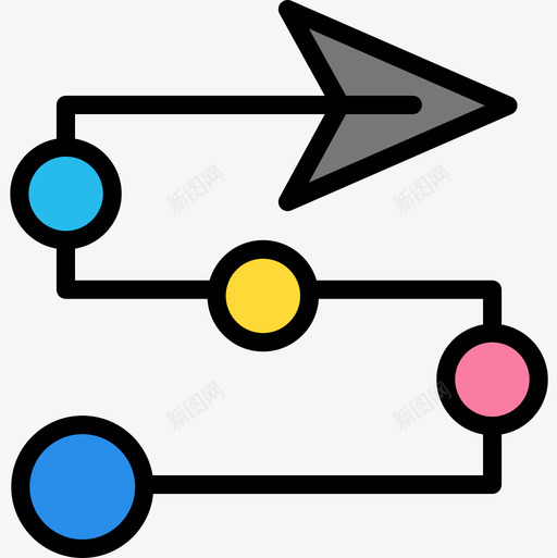 路线导航21线型颜色图标svg_新图网 https://ixintu.com 导航21 线型颜色 路线