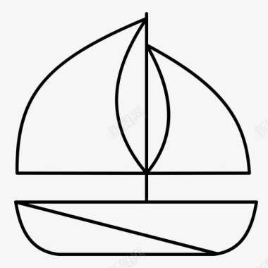 海滩小船帆船图标图标