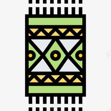 地毯波西米亚风格12线性颜色图标图标