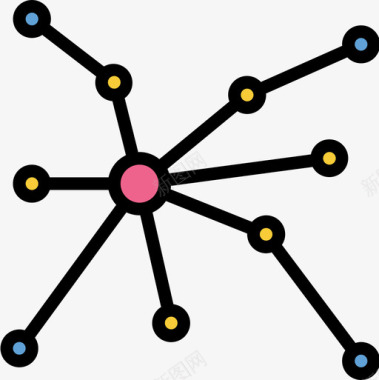 网络图表和图表4线颜色图标图标