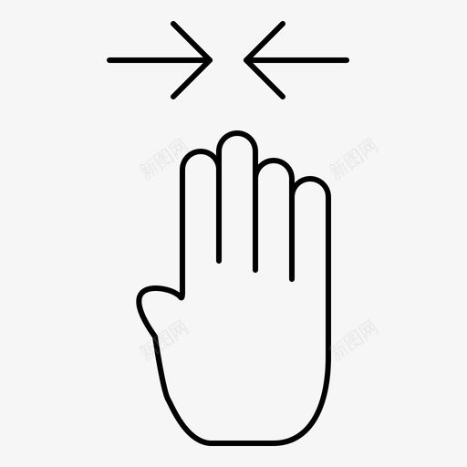 箭头四个手指手势图标svg_新图网 https://ixintu.com 四个手指 手势 手势细线条 捏 箭头