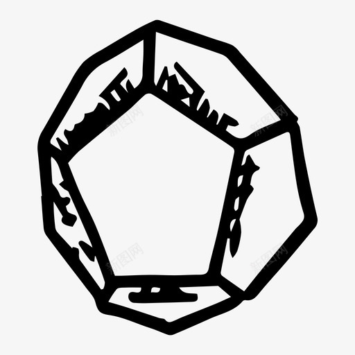 十二面体钻石几何图形图标svg_新图网 https://ixintu.com 几何图形 几何学 十二面体 钻石
