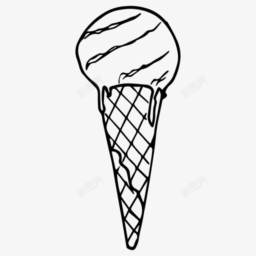 冰淇淋筒甜点手绘图标svg_新图网 https://ixintu.com 冰淇淋 夏季 手绘 甜品 甜点