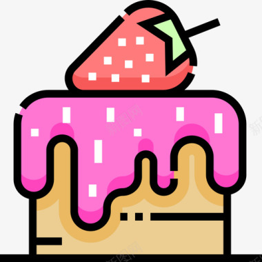 蛋糕甜点和糖果7线性颜色图标图标