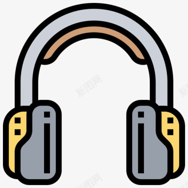 耳机音乐和多媒体4线性颜色图标图标