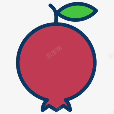石榴水果和蔬菜36线形颜色图标图标