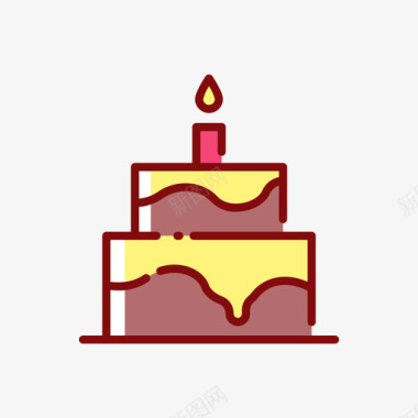 生日蛋糕糖果和糖果8线性颜色图标图标