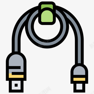 Usb插头计算机技术9线颜色图标图标