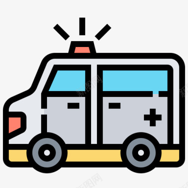 救护车救生员和急救服务线性颜色图标图标