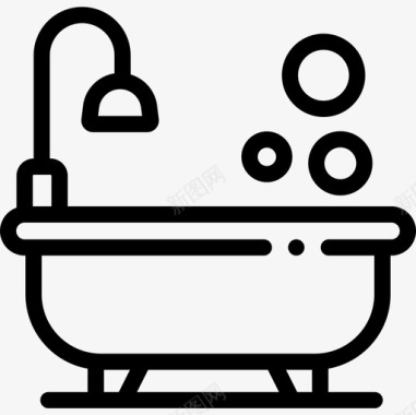 浴缸室内10线性图标图标