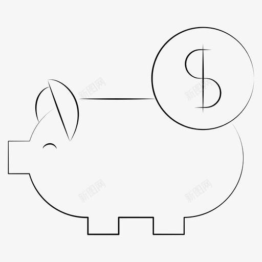 猪金融货币图标svg_新图网 https://ixintu.com 储蓄 手绘 货币 金融