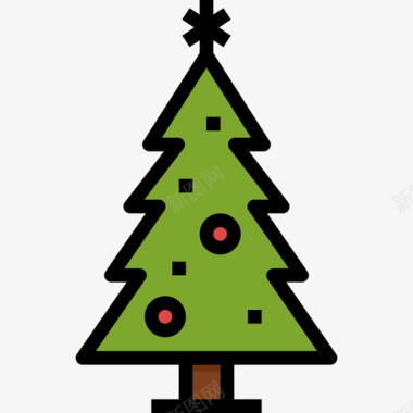 圣诞树圣诞191线形颜色图标图标