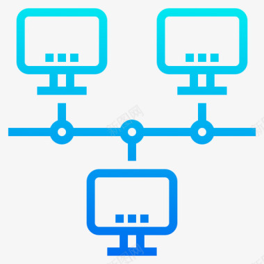 网络计算机和网络3梯度图标图标
