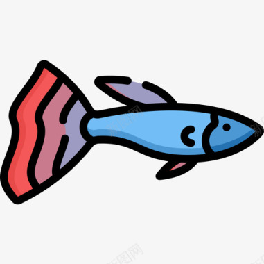 鱼宠物店54线性颜色图标图标