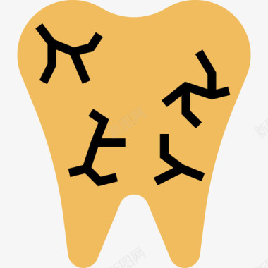 牙齿人体器官7黄色阴影图标图标