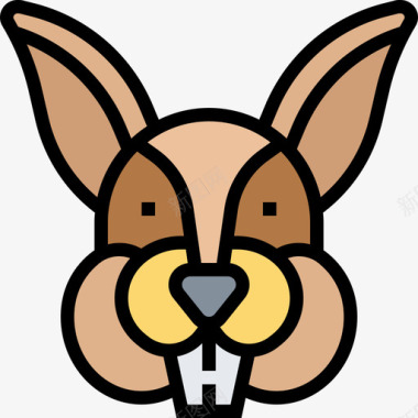 兔子动物头4线形颜色图标图标