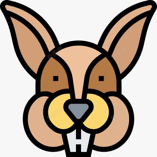 兔子动物头4线形颜色图标svg_新图网 https://ixintu.com 兔子 动物头4 线形颜色