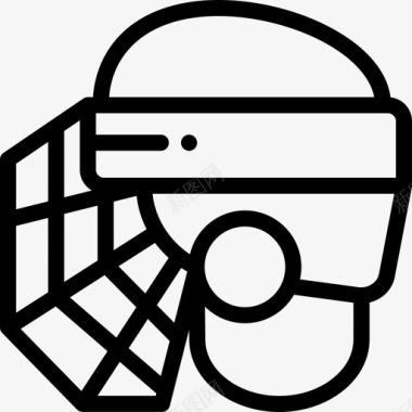 头盔曲棍球23直线型图标图标