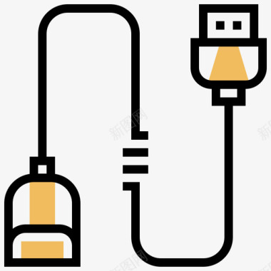 端口连接器类型5黄色阴影图标图标