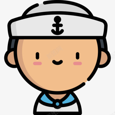水手工作和职业线条颜色图标图标