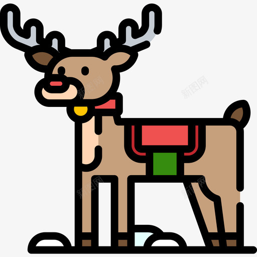 驯鹿圣诞城6线性颜色图标svg_新图网 https://ixintu.com 圣诞 线性 颜色 驯鹿