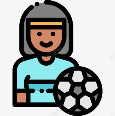 足球运动员体育头像10线性颜色图标图标