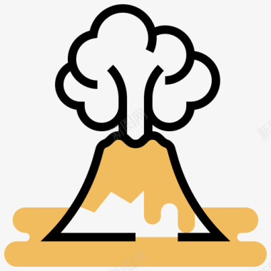 火山全球变暖3黄色阴影图标图标