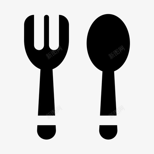 勺子和叉子吃厨房工具固体图标svg_新图网 https://ixintu.com 勺子 厨房 叉子 固体 工具