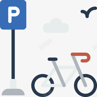 自行车城市卷22平的图标图标