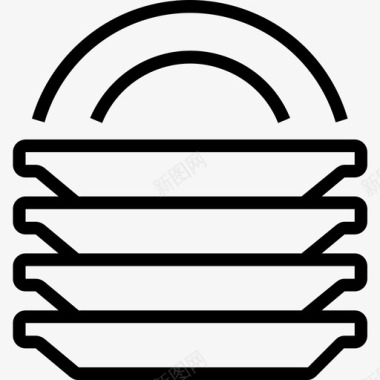 盘子厨房和炊具轮廓图标图标