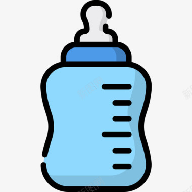 奶瓶婴儿玩具4线性颜色图标图标
