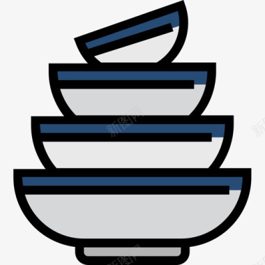 碗厨房和炊具4线性颜色图标图标