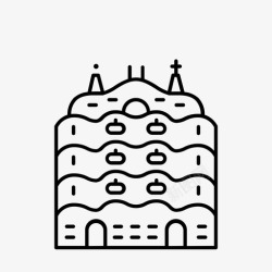 米拉之家石头建筑巴塞罗那图标高清图片