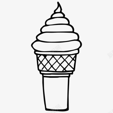 冰淇淋筒甜点手绘图标图标