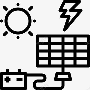 太阳能电池板智能家居33线性图标图标