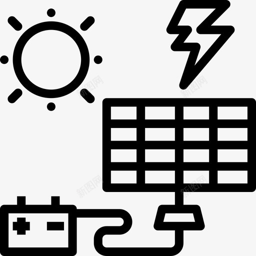 太阳能电池板智能家居33线性图标svg_新图网 https://ixintu.com 太阳能电池板 智能家居33 线性