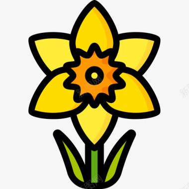水仙花英国4线形颜色图标图标