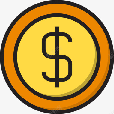 硬币金融货币6线颜色图标图标